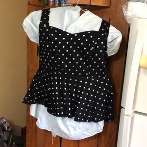 Plus size 22 black and silver polkadot